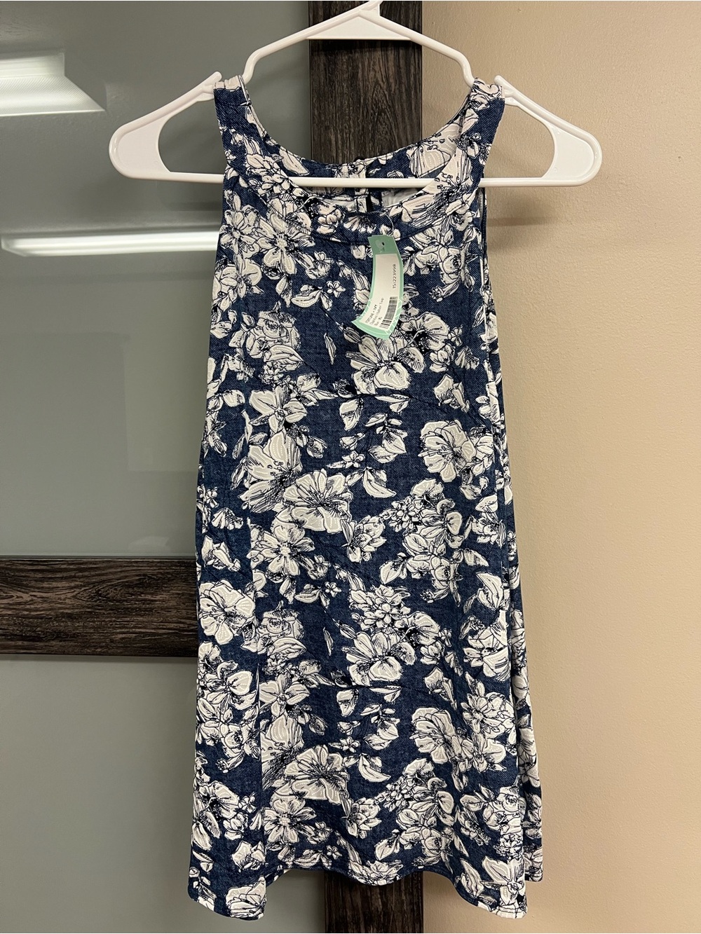 Navy Floral Sleeveless Dress